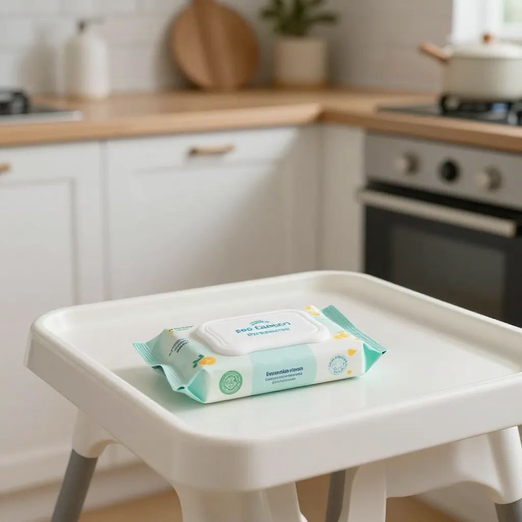 Cleaning supplies in organized space